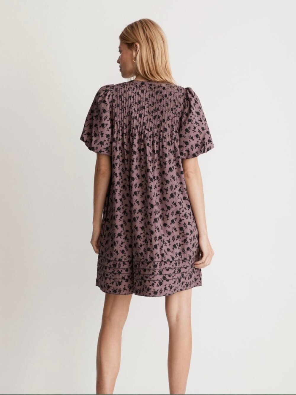 Madewell Tillie Puff-Sleeve Mini Dress in Shadow Blooms Size L - Picture 2 of 4